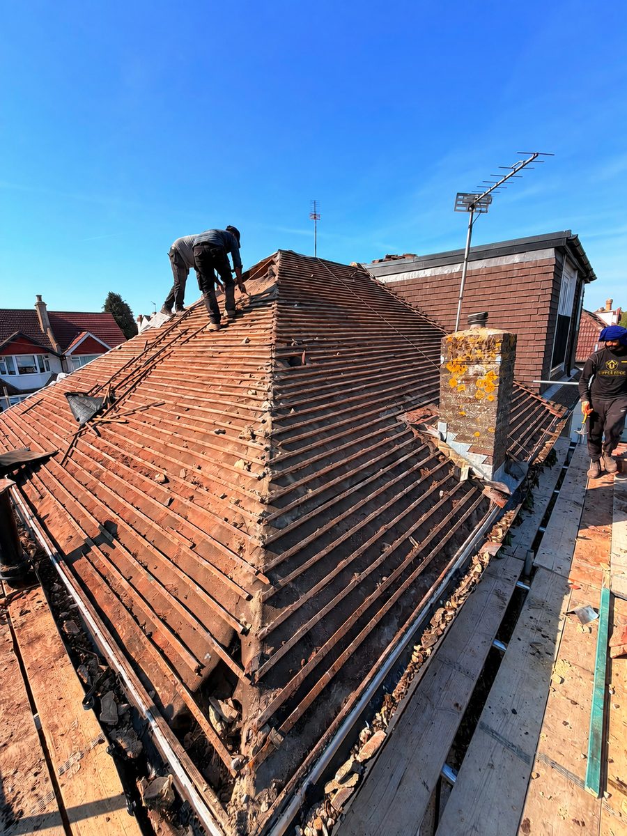 Upper Edge Roofing team on a roof job in Limerick