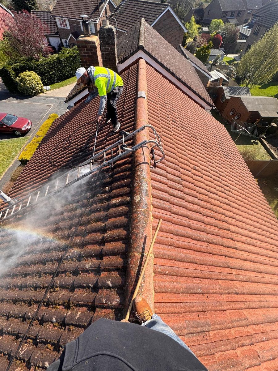 Tile roof cleaning and repair work