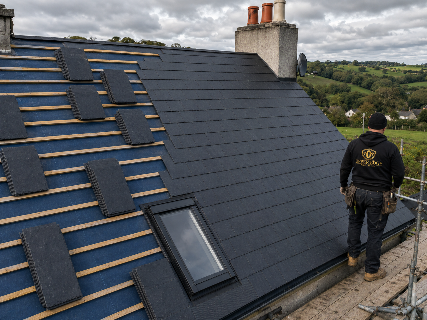 Roof replacement in progress